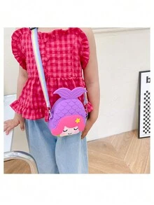 1pc Kids' Crossbody Bag, Soft & Durable Silicone Material, Cute Cartoon Character Design, Squeeze Pop Bubble Feature, Purple - Purple - View 2