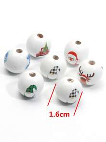 10入組拼色聖誕圖案木珠串,適用於diy手鍊、項鍊,聖誕裝飾 - 彩色 - 查看 3