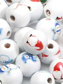 10入組拼色聖誕圖案木珠串,適用於diy手鍊、項鍊,聖誕裝飾 - 彩色 - 查看 4