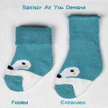 ELUTONG Baby Boys Socks Thick Terry Socks, 10 Pairs (0-3years Old) For Newborn Boys Girls,Cute Warm Ankle Crew Socks Set - 灰+藍(10只裝) - 查看 4
