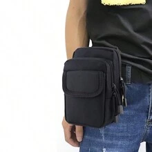 Portable Men's Waist Bag Fanny Pack For Travel Work Sport Holiday Essentials Lightweight Anti Theft Going Out Belt Bags Christmas Gift For Men, Boyfriend, Husband, Boys - Black - View 1