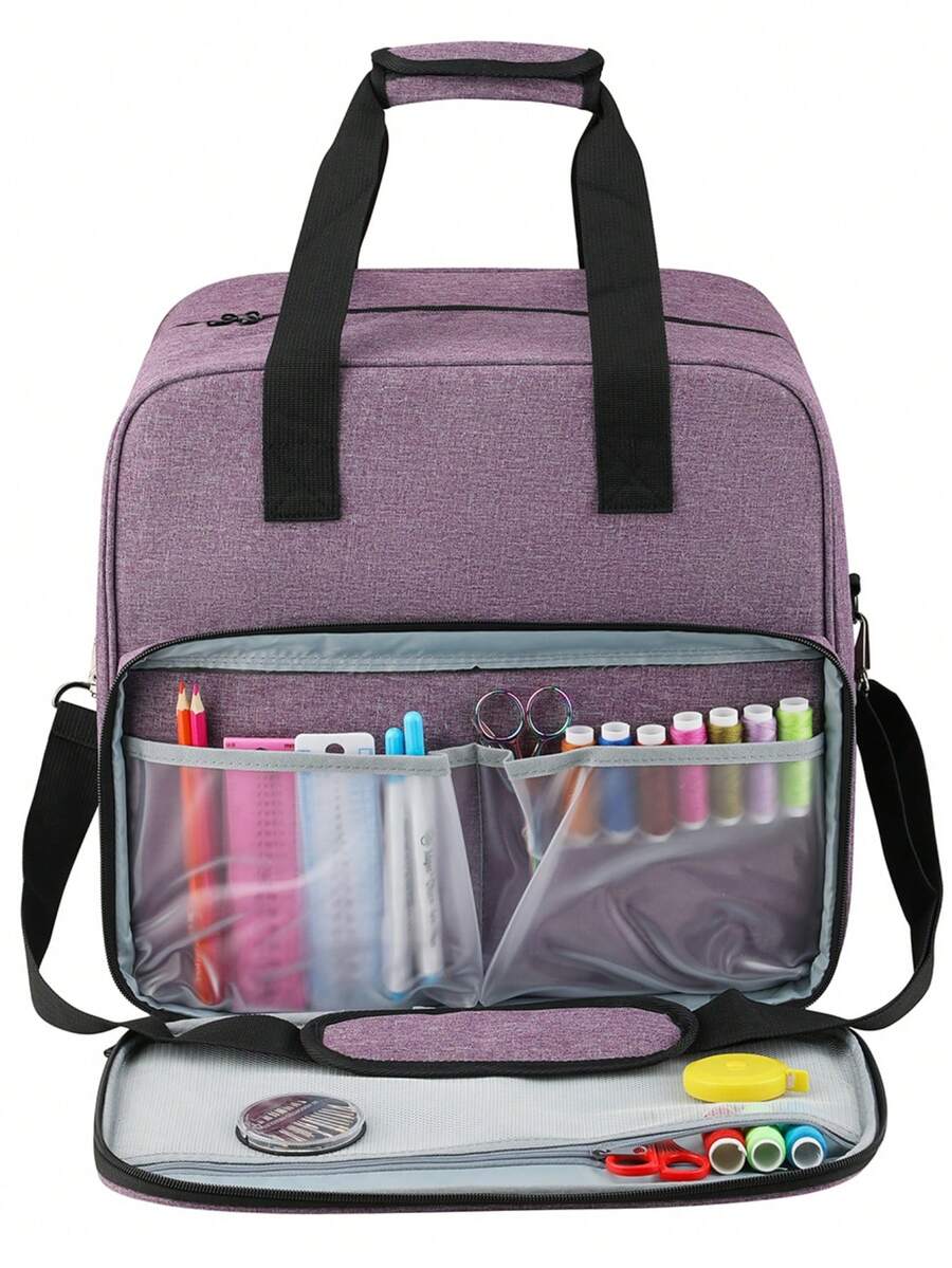 1pc Simple Knitting Tool Organizer Outdoor Portable Bag Small Sewing Machine Bag Purple - Purple - View 1