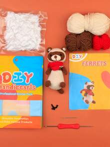 Diy手工編織鉤針材料套件,適用於貂毛玩具製作,包括編織毛線 - 彩色 - 查看 2
