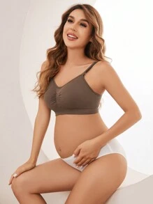 5Pcs Maternity & Nursing Bra Set, Nylon, Front Clasp, Wireless, Comfortable, Gently Push Up & Seamless Bra - Multicolor - View 8