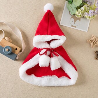 1pc Christmas Red Shawl Pet Costume, Suitable For Small And Medium-sized Pets Dress-up