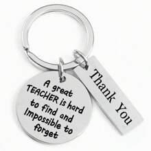 1入組不分男女 'a Great Teacher...'鍛鋼鑰匙扣吊墜,以感謝教師節日的老師 - 銀色 - 查看 1