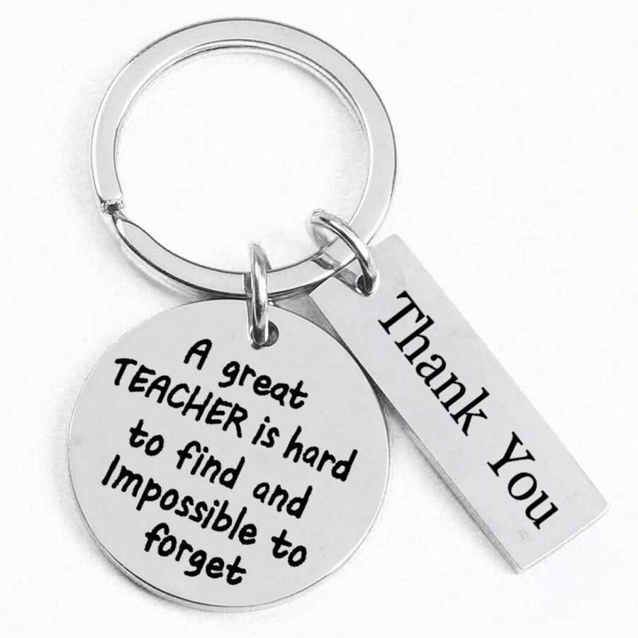 1入組不分男女 'a Great Teacher...'鍛鋼鑰匙扣吊墜,以感謝教師節日的老師 - 銀色 - 查看 1
