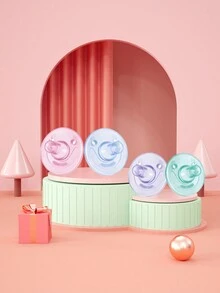 1件裝嬰兒全矽膠安撫奶嘴睡眠型仿母乳奶嘴(藍色)