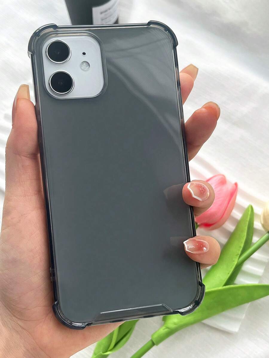 1 Stück Handyhülle mit Transparent Grau fallsicher TPU mit Vier Ecken Schutz, kompatibel zu iPhone - Grau - Übersicht 1