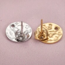10 Stück Edelstahl runde Ohrstecker mit asymmetrischer geprägter Basis und Loch für DIY Schmuckherstellung