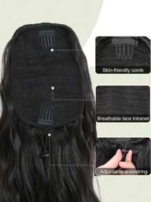 马尾接发，合成 26 英寸长波浪夹式马尾接发，适合女性日常使用 - 間色 - 查看 6