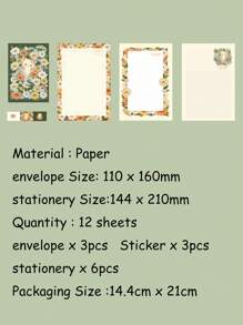 12pcs Fresh Daisy & Cat Gold Foil Diy Message Greeting Cards And Envelopes - Multicolor - View 3