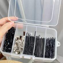 1pc/2pcs 5-Compartment Organizing Box For Makeup Or Hair Accessories, Portable Partitioned Container With Buckle - Clear - View 1