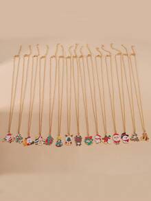 15入組聖誕主題項鍊,以聖誕老人、雪花和聖誕樹吊墜作為送給朋友的禮物 - 彩色 - 查看 3