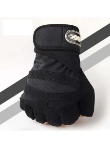 1 Pair Unisex Sport Fingerless Gloves, Suitable For Fitness, Outdoor Cycling, Climbing, Non-Slip Wrist Protection,Black Gloves, Gym