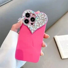 Rhinestone Decor Phone Case - Hot Pink - View 1