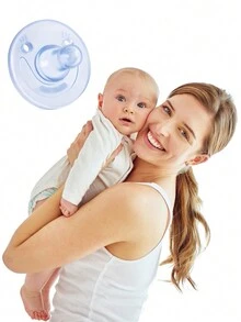 1件裝嬰兒全矽膠安撫奶嘴睡眠型仿母乳奶嘴(藍色)