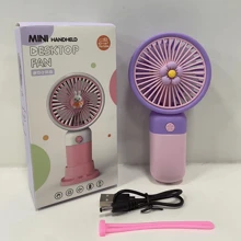 Handheld Cartoon Cute USB Charging Mini Fan Outdoor Portable Office Desktop Quiet Large Wind Color Electric Fan Summer Gift Fan - Mauve Purple - View 10