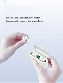 Led彩色屏幕顯示,觸控控制,運動無線跑步耳機 - 白色 - 查看 5