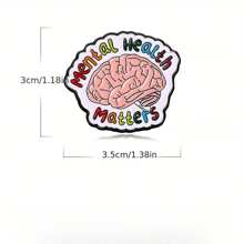 Mental Health Matters Enamel Pin End The Stigma Anxiety Awareness Psychotherapy Brooch Positive Happy Reminder Badge Gift - Pink - View 2