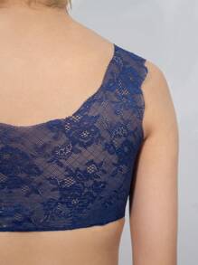 Bra, Push Up Bralette With Lace Floral Design And Removable Pads