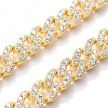 Collar De Cadena De Oro Completo Con Diamantes De Imitación