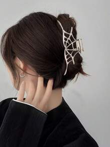 1 件女士银色蜘蛛网形合金发夹发饰，哥特式街头万圣节 - 銀色 - 查看 1