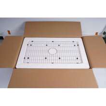 Fireclay Farmhouse Kitchen Sink 33 Inch Apron Sink Single Bowl Farm Sink With Bottom Grid In & Drain , White Color - Silver - View 10