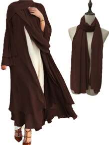 1 Set Foulard Da Donna In Chiffon Tinta Unita Con Scialle (abaya)