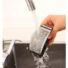 1pc Stainless Steel Manual Garlic Press - Black - View 5