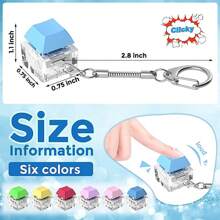 1pc Keyboard Fidget Keychain Reduce Stress Toy Finger Keyboard Keychain Fidget Button Adult Pressure Relief Gift (6 Colors) - White - View 9