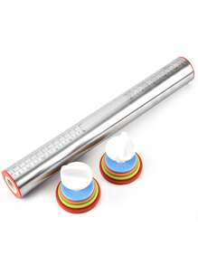1pc 17-inch Stainless Steel Rolling Pin With Adjustable Roller Thickness Scale For Rolling Dough, Pastry, And Fondant - Silver - View 7