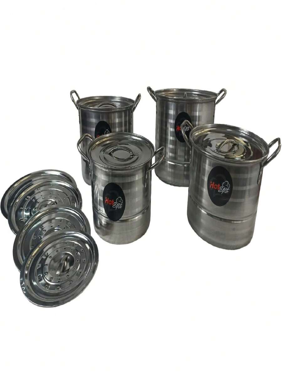 Juego de Ollas Vaporeras Acero Inoxidable 12 Piezas Z333 - Gris - Ver 1