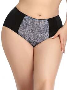 3pcs Women's Floral Print Lace Trimmed Triangle Panties, Comfortable, Halloween - Multicolor - View 3