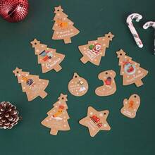 1 件 3d 聖誕卡,帶有卡通吊墜和聖誕樹形狀,50 件吊牌和黃麻繩,適合 Diy 裝飾,彩色圖案設計 - 彩色 - 查看 2