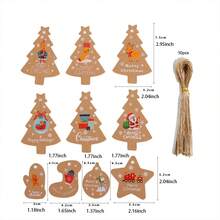 1 件 3d 聖誕卡,帶有卡通吊墜和聖誕樹形狀,50 件吊牌和黃麻繩,適合 Diy 裝飾,彩色圖案設計 - 彩色 - 查看 4