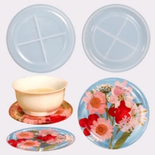 1pc Stylish Cup Mat Mold For Handmade Epoxy Resin Crafts, Suitable For Small Tea Cups - Light Grey - View 1