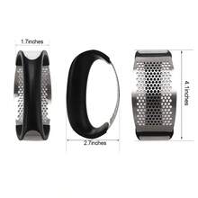 1pc Stainless Steel Manual Garlic Press - Black - View 2