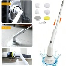 電動旋轉刷,具備兩種速度的電動浴室刷子,可調節伸縮手臂,6個可替換清潔刷頭,適用於浴室、浴缸、地磚等地面清潔刷子