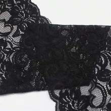 1 件 3 米长 14 厘米宽蕾丝边，黑白 2 色弹性双面，DIY 工艺缝纫和圣诞节礼品包装材料 - 黑色 - 查看 2