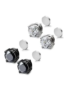 6 Pairs Set Non-pierced Magnetic Earrings for Men Women Magnet Ear Clips Ear Stud Earring No Ear Hole No Piercing Jewelry Gift - Multicolor - View 5