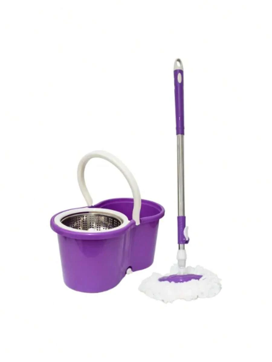 Trapeador Magico Exprimidor Auto Spin Mop Gira 360 Dos Cambios De Mechudo Para El Hogar - Morado Violeta - Ver 1