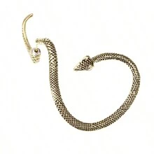 1pc Ladies' Antique Gold-Tone Punk Gothic Style Twisted Snake Earring For Festivals - Bronze - View 2