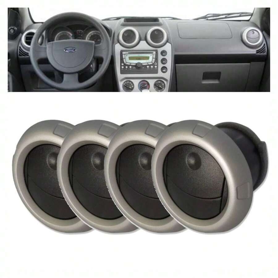 Kit Difusor Ar Central Lateral Fiesta Rocam 2008 até 2014 Prata