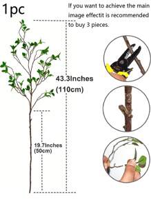 1 Miếng Nhân tạo Cành Cây Với Lá Và Gốc , 43.3 Inch ( Khoảng 110CM ) In Chiều dài , Đối với Nhà  , Sân vườn , Văn phòng Và Cửa hàng Đồ trang trí , Có thể uốn cong Với Chất làm đầy Đối với Cái bình hoa - màu xanh lá - Xem 7
