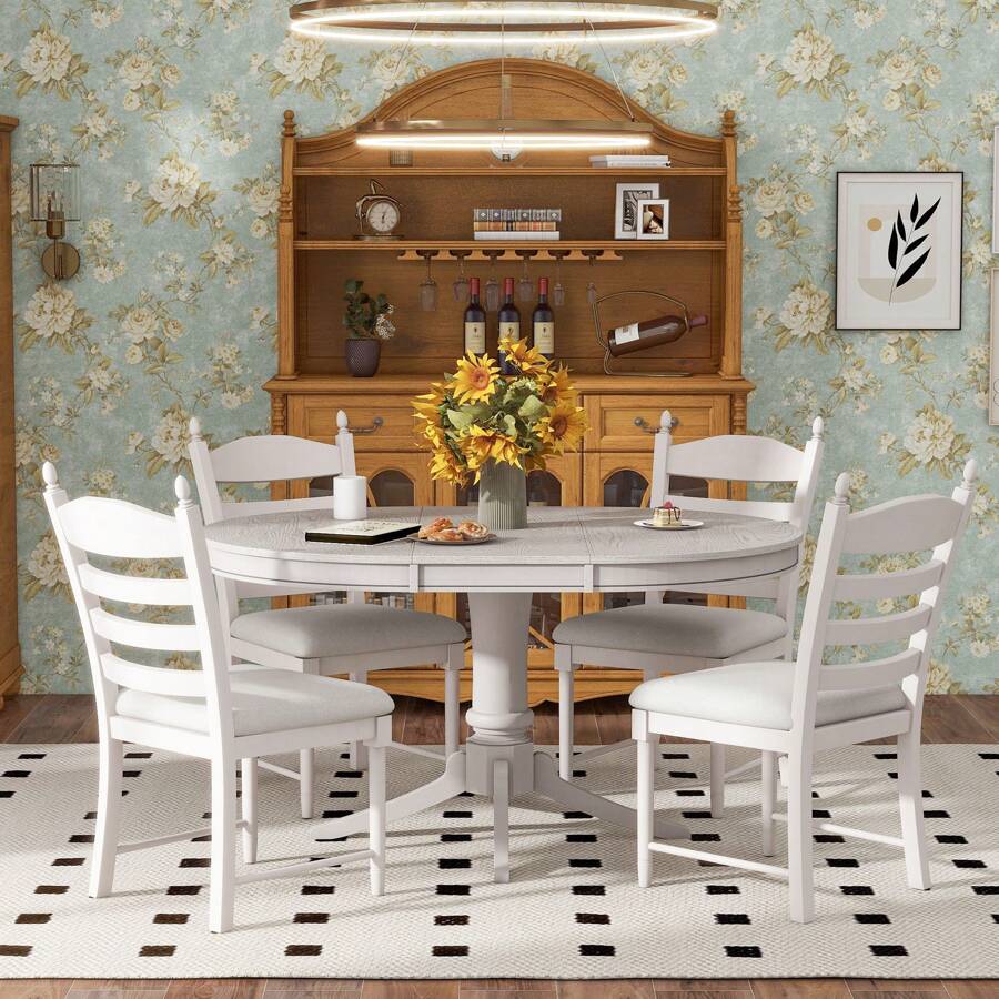 Nestfair 5-Piece Round Dining Table with 4-Chairs