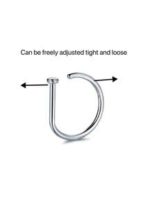 1 szt. Modny fałszywy kolczyk w nosie ze stali nierdzewnej w kształcie litery D; Dostępne w kolorach złotym, stalowym i czarnym, odpowiednie zarówno dla mężczyzn, jak i kobiet na co dzień, w różnych kolorach i stylach - Srebro - Zobacz 6