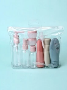 11pcs Travel Bottles Containers With Toiletry Bag, Leak-proof Liquid Dispensing Bottle, Carry-on Cosmetic Bag, 1set 11 In 1 Travel Accessories For Airplane,Travel Bottles Kit, Leak Proof Portable Toiletry Containers Set, Clear PET Flight Size Cosmetic Containers For Lotion, Shampoo, Cream, Soap With Portable Bag, Travel Essentials Travel Bottles Set Pumps Lotion Bottle Travel Accessories Dorm Essentials for Bathroom - Multicolor - View 5