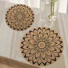 1入組假麻圓形pvc餐墊,耐高溫防水茶墊,豪華西式餐飲餐墊,38*38cm