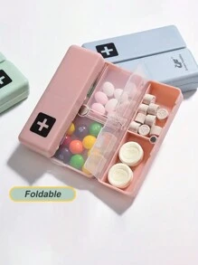 1 Pastillero Semanal Plegable – Soporte Para Medicamentos De Viaje De 7 Días Con Almacenamiento Para Tabletas – Contenedor Portátil Para Vitaminas, Suplementos Y Medicamentos - Rosa - Ver 1